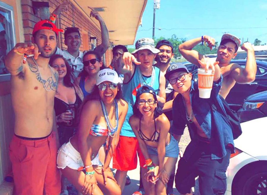 Natty Cervantes, business sophomore (front), with her friends before heading out for another day at South Padre Island during spring break. Photo contributed by Natty Cervantes