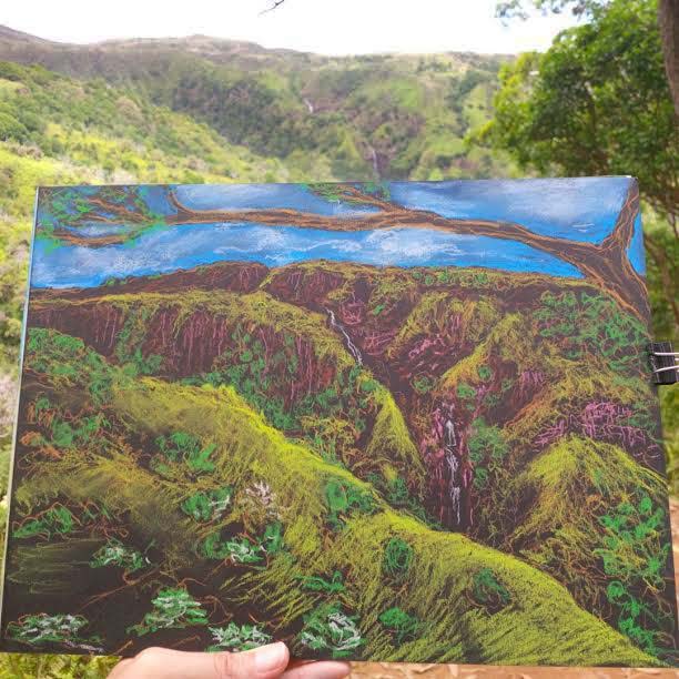 Cathrine Prose chalk pastel drawing of a landscape in Maui. Photo contributed by Cathrine Prose