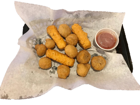 The two appetizer plate with cheese sticks and fried mushrooms at Sams Southern Eatery on Oct. 29. Photo by Justin Marquart