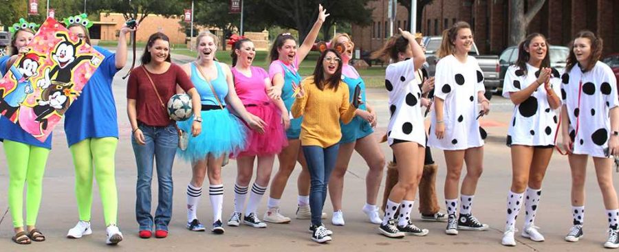 Alpha Phi show up in their crazy outfits chanting to the judges at the MSU 2017 Homecoming Parade held infront of Akin Auditorium Oct. 20. Photo by Marissa Daley