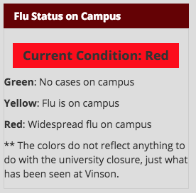 Campus moves to condition red over flu outbreak