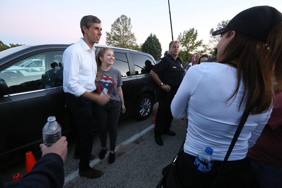 U.S. Senate candidate Beto ORourke poses with students at a rally in Kiwanas Park in Wichita Falls, Oct. Oct. 29, 2018. Photo by Bradley Wilson