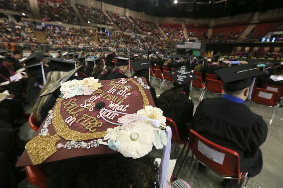 Ricinda Parks-Turners hat at Midwestern State University graduation Dec. 15, 2018. Photo by Bradley Wilson