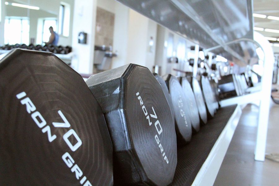 About 850 people workout at Wellness Center throughout the week days during the fall and spring semester.