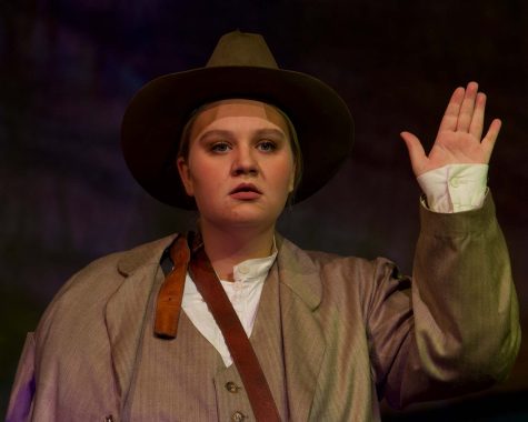 Theater freshman Micah McKinnie in the role of Major John Wesley Powell, Nov. 18.