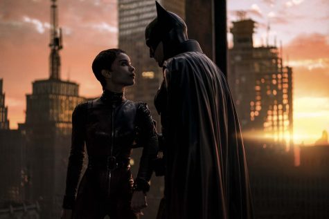 Zoë Kravitz and Robert Pattinson play the duo of Catwoman and Batman in Matt Reeves' "The Batman," 2022.