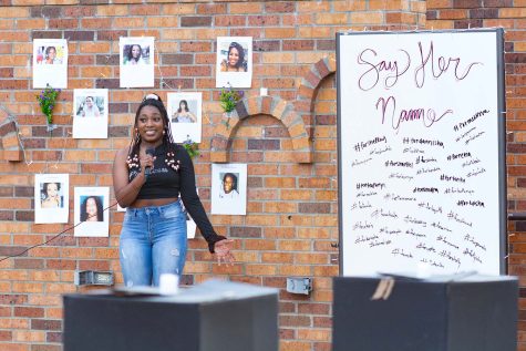 Nursing sophomore Amani Augustine talks about why the "Say Her Name" event is important, saying that people seldom hear the stories of these black women who died, and this event works to remedy that.