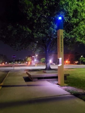 Blue lights around campus act as quick ways for students to report emergencies, Sept. 8.