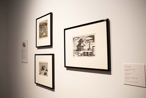 Three of Jerry Bywater's lithographs are on display thanks to his daughter's donation of the works to WFMA, Oct. 20.