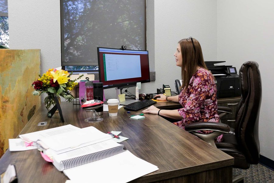 Interim dean Tiffany Ziegler leads the McAda Graduate School through an office change, Jan. 25.