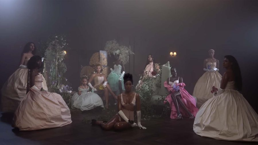 The music video for "Brown Skin Girl" celebrates the beauty of dark skin and represents various cultures through its costumes and hairstyles, 2020. Photo courtesy of Parkwood Entertainment and Columbia Records.