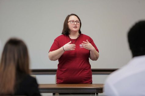 Vice president of external affairs candidate Samantha Wilson wants the student government to mirror the student body, April 11.