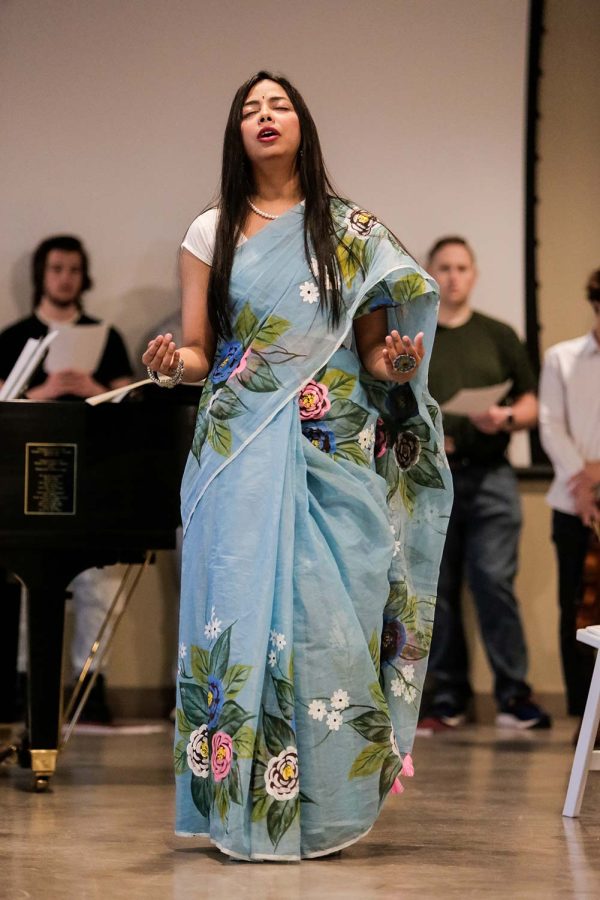 Bengali singer Sheikh Dina performs alongside the University choir, April 13.