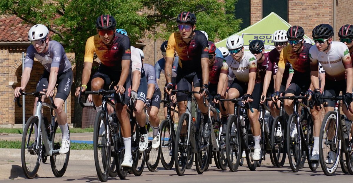 Cyclists compete on campus in the Vuelta Del Viento, April 13.