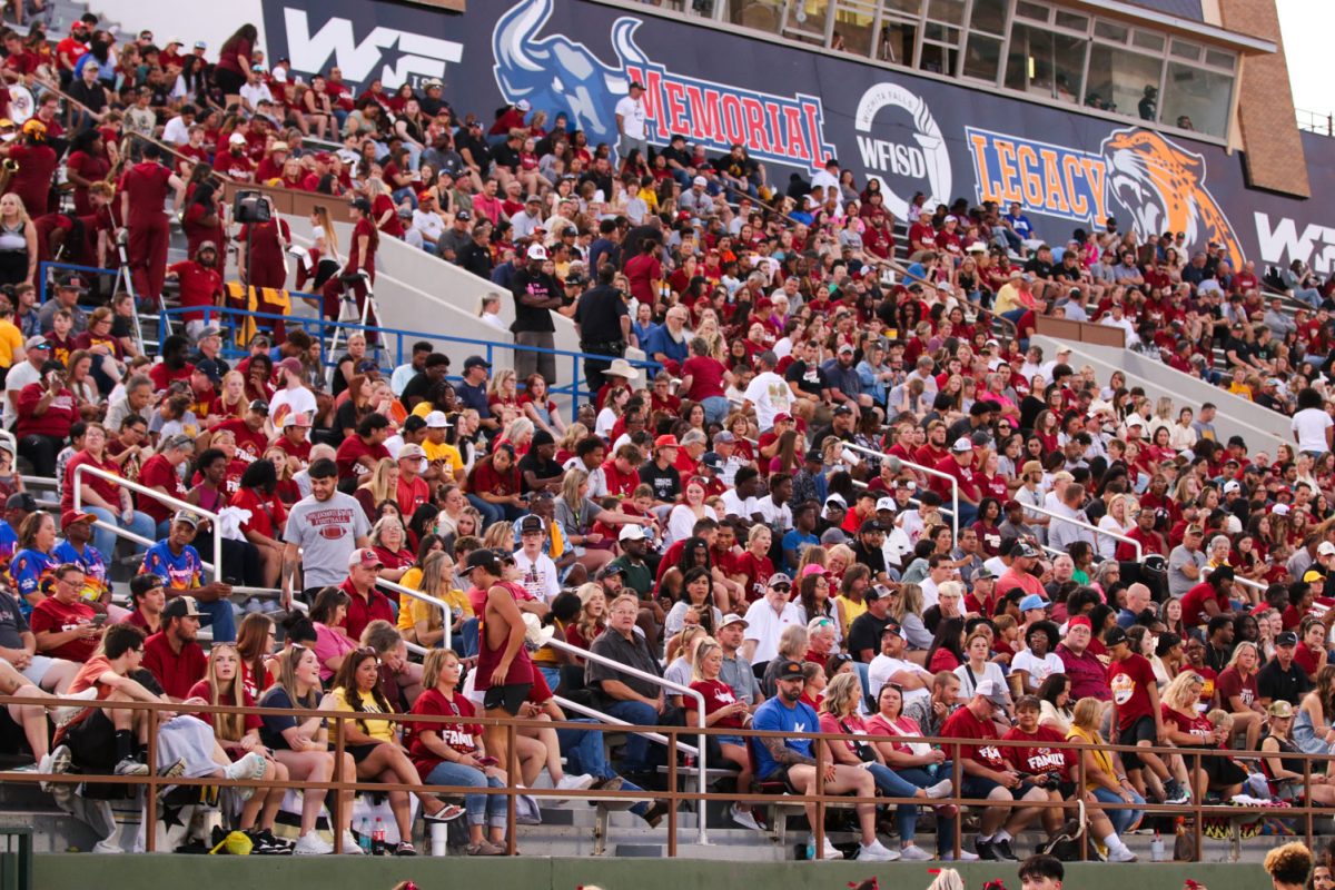 Crowd watches intently as the Mustangs battle against UT Permain Basin, Sept. 28.